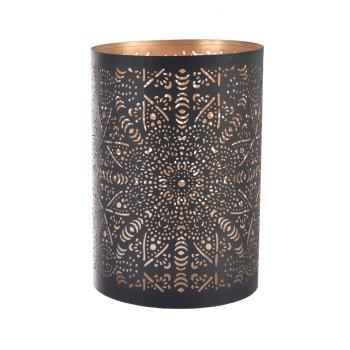 InDecor Suport de lumânări din metal Mandalanegru, 13 x 22 cm, L