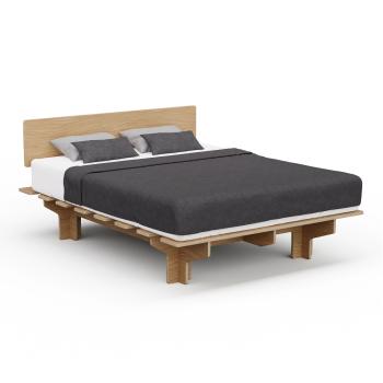 Blumfeldt NordicAura Queen cadru pat dublu, 160 cm x 200 cm, robust, fără unelte, lemn de eucalipt, raft