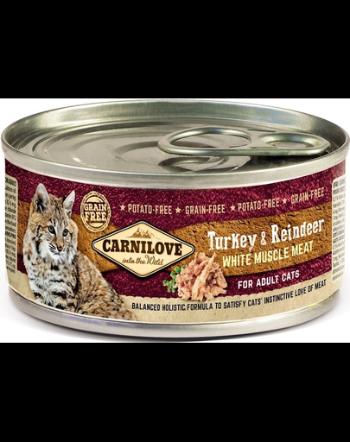 CARNILOVE Cat Turkey&amp;Reindeer 24 x 100 g hrana umeda pentru pisici, curcan si ren