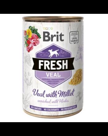 BRIT FRESH Veal millet conserva 400 g hrana umeda caini, vitel si mei