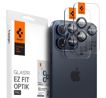 Spigen Glas.tR EZ Fit Optik Pro Apple iPhone 15 Pro / 15 Pro Max / 16 Pro / 16 Pro Max, Tempered kameravédő fólia, kék titánium (2db)