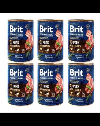 BRIT Premium by Nature 6x400 g set conserve hrana caini, porc si esofag