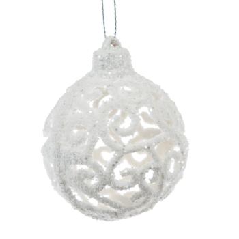 Ornament de Crăciun Carlita Ball alb, 7 cm,plastic