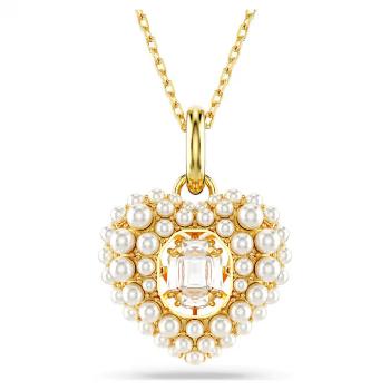 Swarovski Colier placat cu aur Inimă cu perle Idyllia 5680399