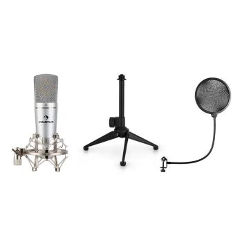 Auna MIC-920, set microfon USB V1, microfon condensator, trepied, filtru pop, caracteristic direcțional cardioid