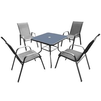 Aldotrade Set mobilier de grădină IDA, gri, 5 buc