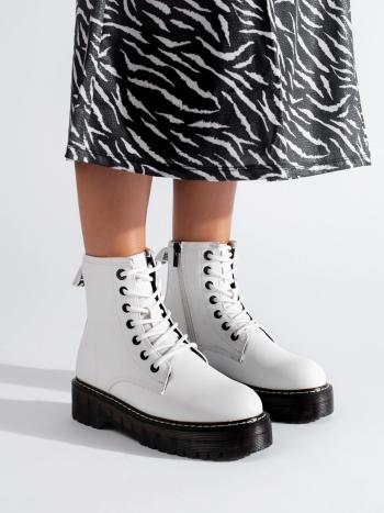 Pantofi cu tocuri plate pentru femei de culoare albă de lucrător la modă