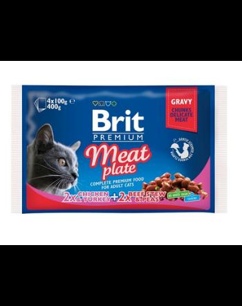 BRIT Pachet Cat Adult meat plate 4x100 g