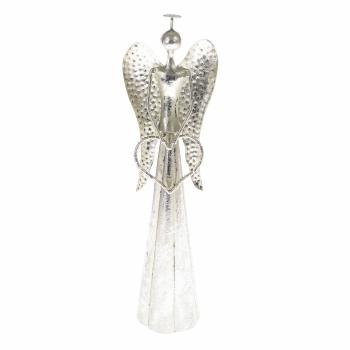 Decorațiune de Crăciun cu LED Angel with heartargintiu, 9,5 x 30 cm