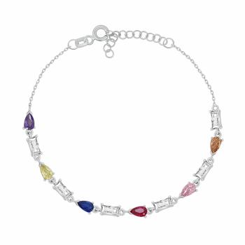 Brilio Silver Brățară frumoasă din argint cu zircon cubic colorat BRC235WRBW