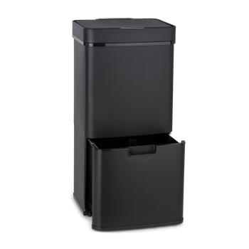 Klarstein Royal Trash Matte Black, coș de gunoi cu senzor, 72 l, oțel inoxidabil, negru mat