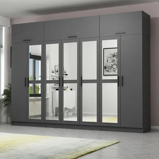 Dulap pentru haine, Hanah Home, Kale, 315x235x52 cm, Antracit