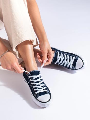 Adidași clasici pentru femei de culoare albastru închis fără toc