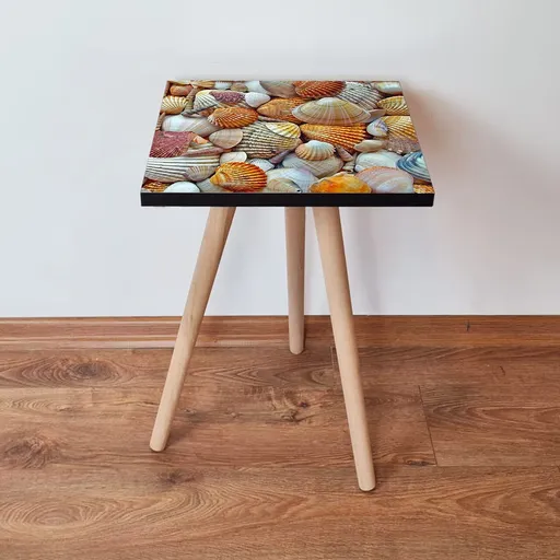 Masuta, Hanah Home, Shp21, 35x42x35 cm, Portocaliu / Alb / Bej