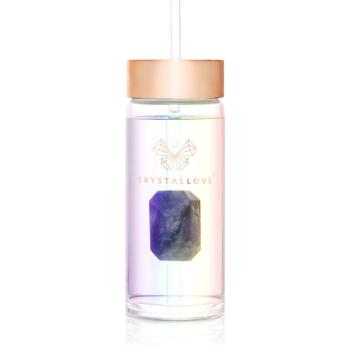Crystallove Straw Water Bottle sticlă pentru apă cu pai Hologram - Amethyst 400 ml