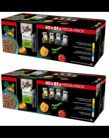 SHEBA Nature's Collection 80x85 g plicuri hrana umeda completa pentru pisici adulte, selectie de arome in sos
