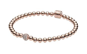 Pandora Brățară din mărgele placată cu aur Signature Rose 588342CZ 19 cm