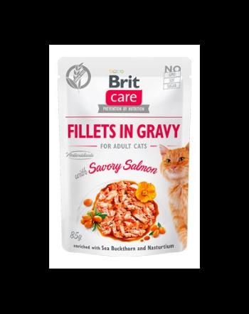 BRIT Care Fillets in gravy savory salmon Hrana umeda pentru pisici adulte, cu somon in sos 24 x 85 g