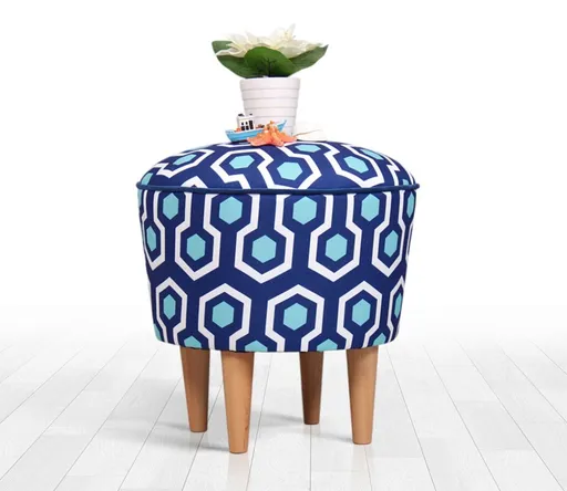 Taburet, Atelier del Sofa, 209FLF1274, Albastru/Alb