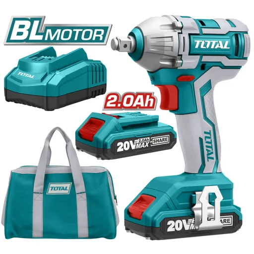 TOTAL - Masina de insurubat cu impact cu acumulatorI 20V-2.0Ah Li-Ion (2 acumulatori) - 1/2"
