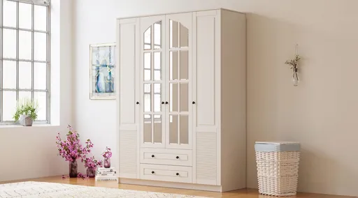 Dulap pentru haine, Hanah Home, Rb-113, 140x210x52 cm, Alb mat