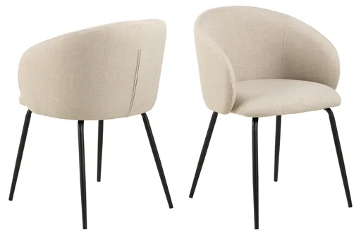 Scaun Eleanor, Actona, 55.5x55x79 cm, tesatura structurata/otel, bej/negru mat