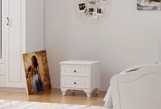 Noptiera, Hanah Home, Rb-108, 45x45x40 cm, Alb mat