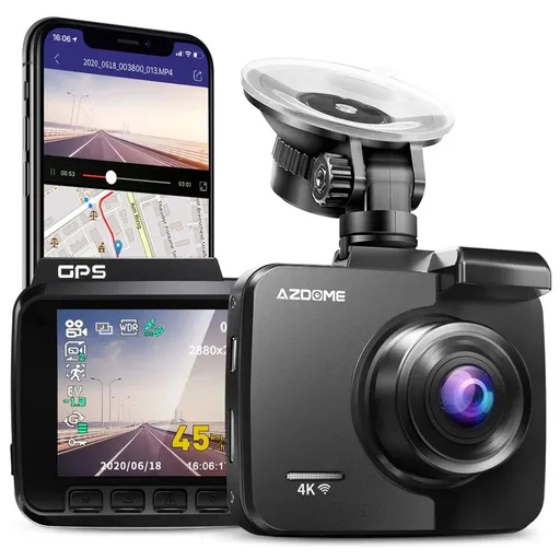 Camera auto DVR AZDOME GS63H, 4K, WiFi, GPS, Unghi 170 , WDR, G-Sensor, mod parcare, filmare in bucla