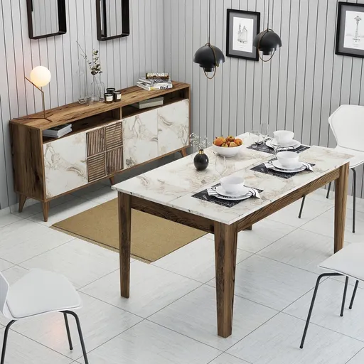 Set mobilier living, Hanah Home, Milan 523, Nuc/Alb