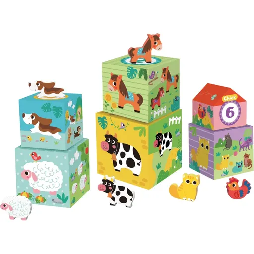 2Kids Toys Animal Blocks cuburi din lemn 12m+ 12 buc