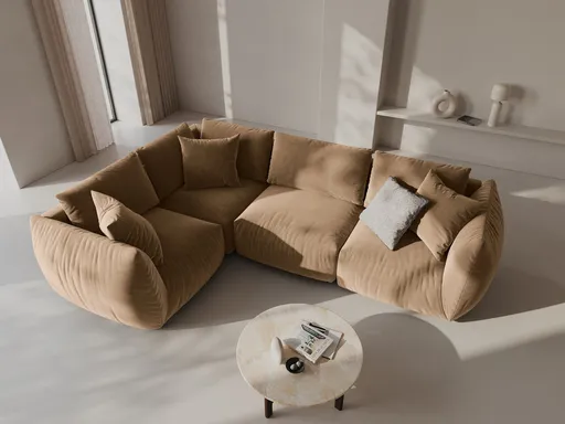 Coltar stanga 4 locuri, Chris-184, Micadoni Home, 295x210x80 cm, catifea, bej sand