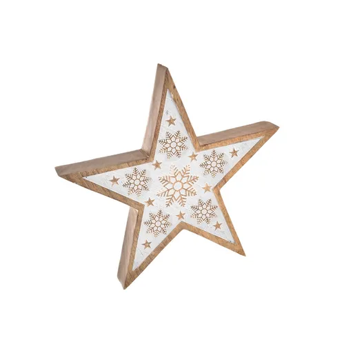 InDecor Steaua de Crăciun din lemn de mango White,25 x 4 x 25 cm