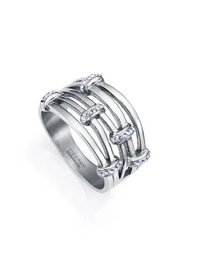 Viceroy Inel modern din oțel cu cristale Chic 75367A01 52 mm