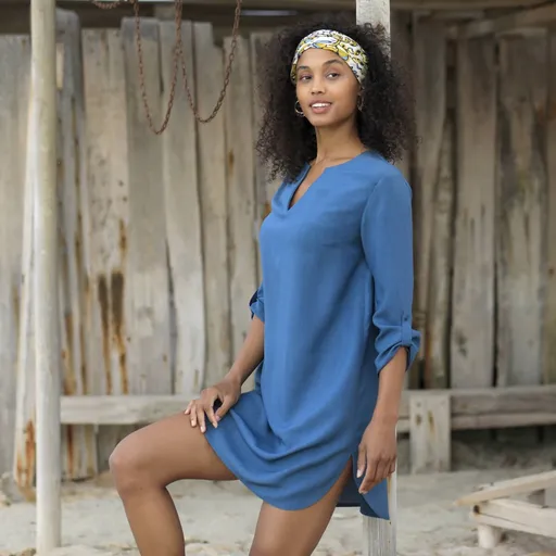 Tunică de plajă cu mâneci 3/4