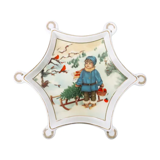 Platou servire, Cuccioli Boy, Brandani, 20x20 cm, portelan New Bone China
