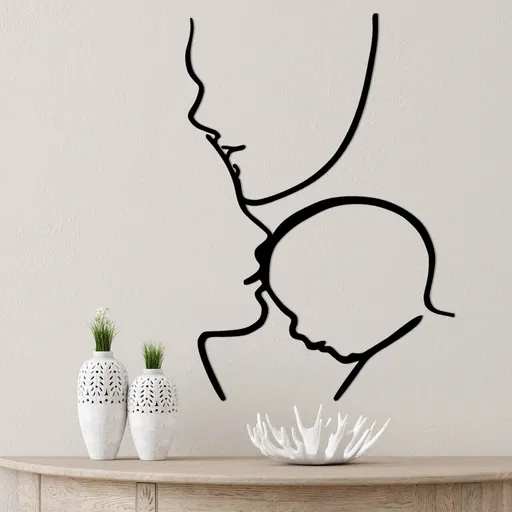 Decoratiune de perete, Family, Dimensiune: 72 x 0,15 x 50 cm, Negru