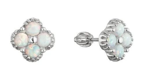 Evolution Group - Pavona Cercei din argint cu opale sintetice Trifoi cu patru foi 11690.1