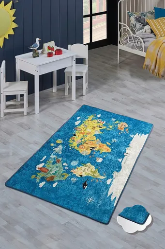 Covor, World Map, 200x290 cm, Multicolor