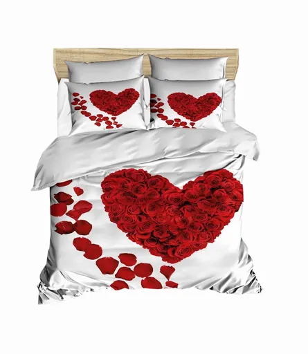 Lenjerie de pat dubla, L'essentiel Maison, 199, Rosu/Alb