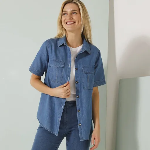 Cămașă cu mânecă scurtă, denim deschis