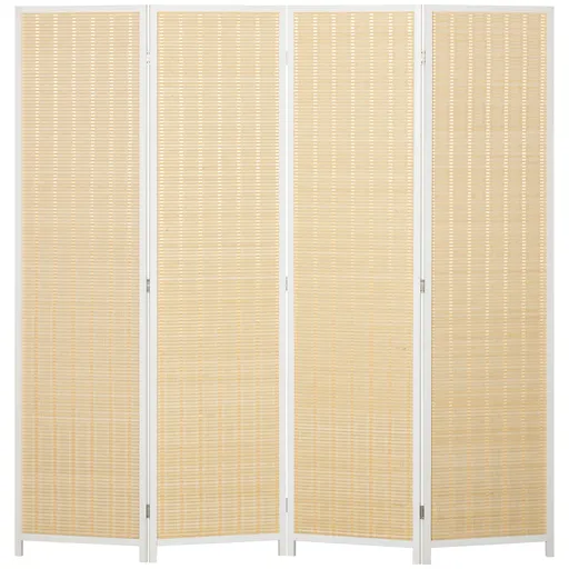 HOMCOM Paravent din lemn separator de cameră cloison de separare pliabil 4 panouri 180 x 180 cm lemn natural | Aosom Romania