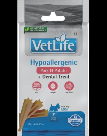 FARMINA Vet Life Dental Treat Hypoallergenic Pork Mini 60 g recompensa dentara pentru caini de rase mici, cu porc