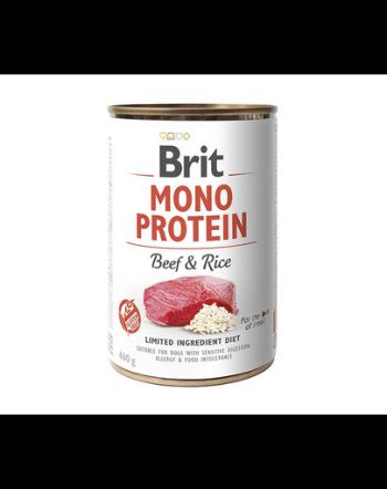 BRIT Mono Protein Beef &amp; Rice 12x400 g vita si orez pentru caini, hrana monoproteica