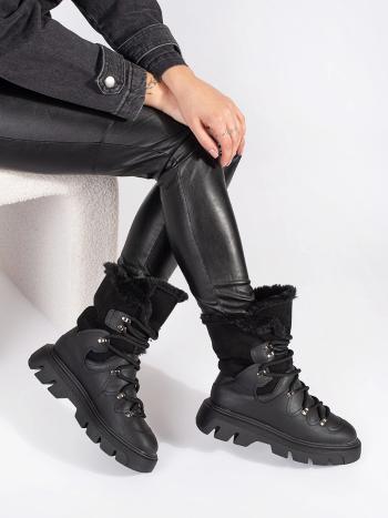 Pantofi de zăpadă cu platformă pentru femei de culoare neagră