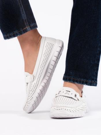 Pantofi de damă fără tocuri de culoare albă originală pentru femei