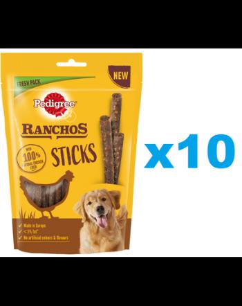 PEDIGREE Ranchos Sticks 10x60 g Set batoane pentru caine, cu pui