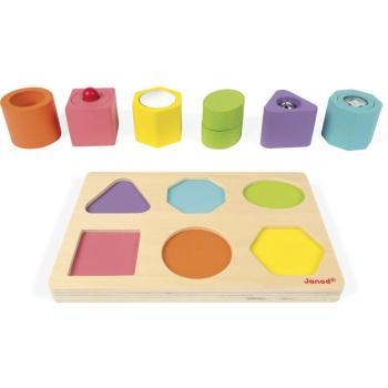 Janod Wood Shapes and Sound jucărie interactivă cu piese care se pot insera 12 m+ 6 buc