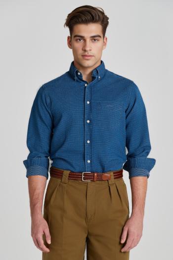 ING GANT REG INDIGO DOT SHIRT DARK INDIGO