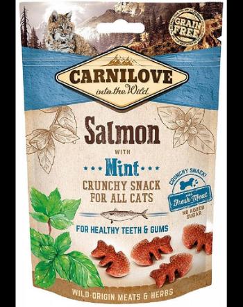 CARNILOVE Crunchy Snacks recompense crocante pentru pisici, cu somon si menta 50 g