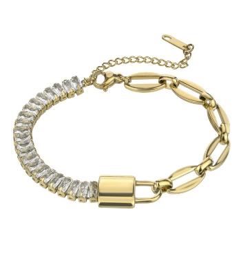 Marc Malone Brățară placată cu aur și zirconi Jacqueline White Bracelet MCB24037G